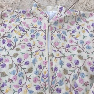 Floral Embroidered Handmade Oversized Coat Jacket Women’s L Large Spring